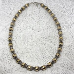 Vintage 2 tone gold silver jewelry set necklace and earrings costume jewelry.